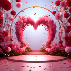 Image of Floral Frame Digital Backdrops, digital backdrop red backgrounds for wedding design, Red design backgrounds, roses, hearts and candles heart shaped confetti on white printed on Printed Glass Splashbacks