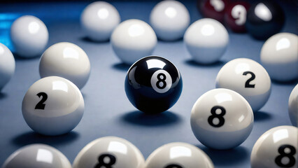 Photo of 8 ball on billiards table