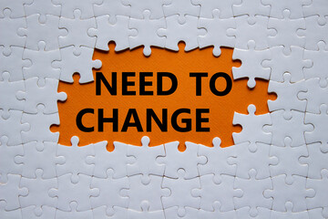 Need to change symbol. Concept words Need to change on white puzzle. Beautiful orange background....