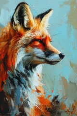 red fox in the style of vibrant colorism, painting