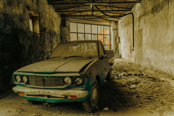 abandoned car in the abandoned house