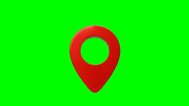 3d Rendered animation of GPS icon in red color on green screen background - 4K video