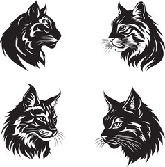 silhouette of a wildcat on white background