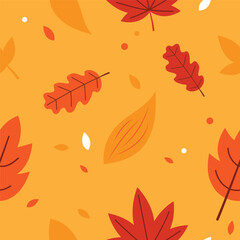 seamless autumn pattern with leaves of different shapes and sizes