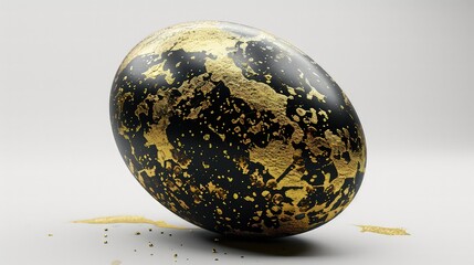 one black lacquer and gold Easter eggs, decorated with gold splashes and patterns.