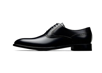 men's classic black leather shoes on isolated or white background