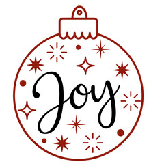 Christmas ball outline shape with Joy writing