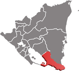 RIO SAN JUAN DEPARTMENT MAP PROVINCE OF NICARAGUA 3D ISOMETRIC MAP