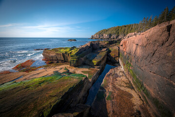 Atlantic Ocean coastline in Maine, New England
