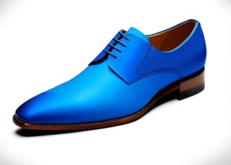 men's classic blue leather shoes on isolated or white background