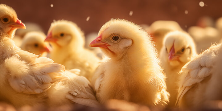Chicken farm. Little chicken. agriculture industry