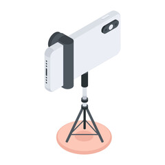 Easy to edit isometric icon of a vlogging 