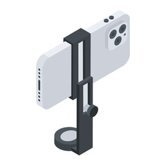 Easy to edit isometric icon of a vlogging 