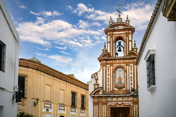 Facade of the Chapel of Charity next to the Convent of Santa Clara in Carmona, Seville, Andalusia, Spain