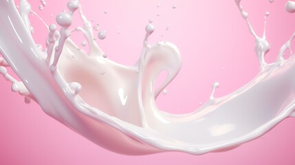 Milk splash on a pink background. 3d rendering, 3d illustration.