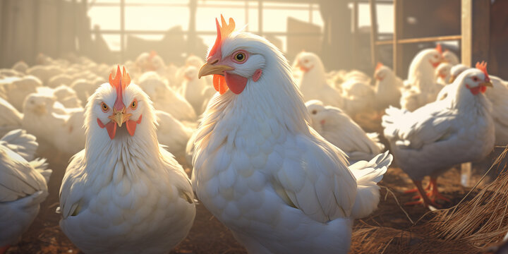 Chicken farm. Little chicken. agriculture industry