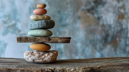 Papier Peint photo autocollant Zen Stone stacking background with copy space