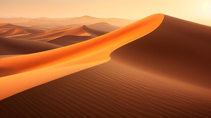 Fototapeta na wymiar Desert panorama with sand dunes at sunset. 3d rendering