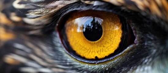 Close-up macro photo of a male Northern Harrier's eye.