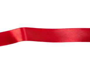 Rotes Band lang gezogen isoliert auf weißem Hintergrund, Freisteller