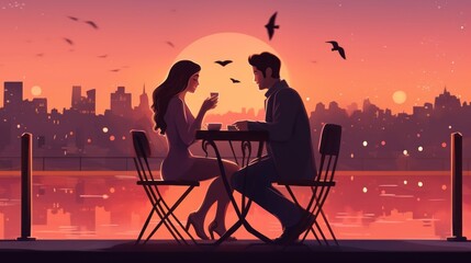 Naklejka premium Romantic couple celebrating love: valentine's day, marriage proposal, and hand-in-hand date