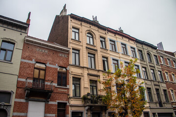 Typical Belgian colorful architecture and Flemish stile of houses and buildings, Belgium, Brussels