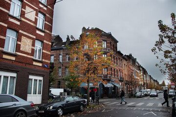 Typical Belgian colorful architecture and Flemish stile of houses and buildings, Belgium, Brussels