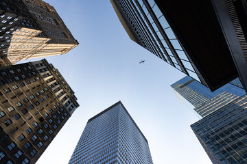 Fototapeta na wymiar Variety of Office Buildings and Skyscrapers in Midtown Manhattan of New York City