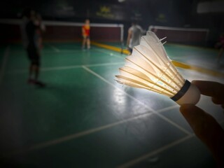 badminton shuttlecock on the ground, Good quality shuttlecocks for professional badminton players,...