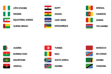  africa cup of nations 2024 , countries flags in africa cup of nations 2024 vector	 - obrazy, fototapety, plakaty