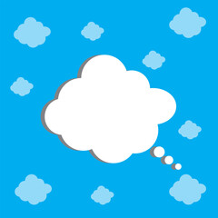 Cloud. Abstract white cloudy set isolated on blue background. Vector illustration