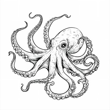 recommend clip art: Minimalistic Cute Octopus Full Body Line Art
