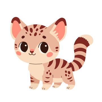 Cute cartoon geneta vector childish vector illustration in flat style. For poster, greeting card and baby design.