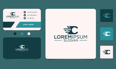 Fototapeta na wymiar initials c technology business card logo design vector