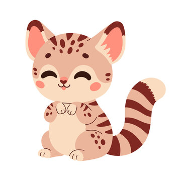 Cute cartoon geneta vector childish vector illustration in flat style. For poster, greeting card and baby design.