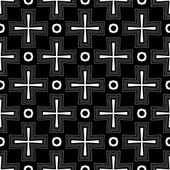 Obraz premium White background with black pattern. Seamless texture for fashion, textile design, on wall paper, wrapping paper, fabrics and home decor. Simple repeat pattern.