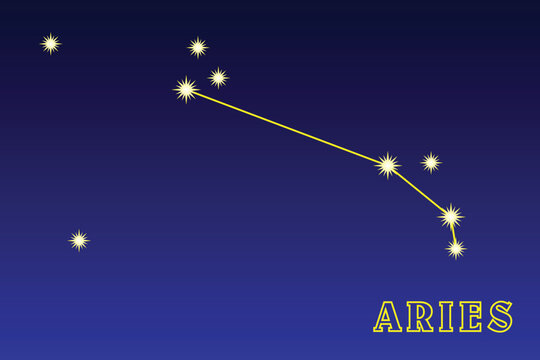 Constellation Aries. Aries constellation. Zodiac constellation. The three main stars are Hamal Sherathan and Mezartim