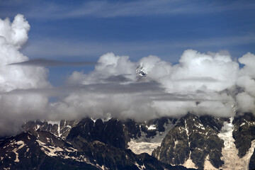 High Mountains covered with clouds