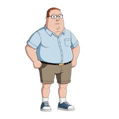 Vector cartoon family fleshy man with glasses on transparent background, AI generated