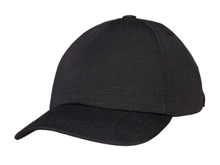 Close-up of a black baseball cap.