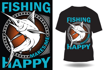 Vector river fishing t shirt graphic