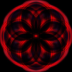 Abstract Background Image, Graphic Illustration Artistic Resource, Lines and Symmetrical Patterns, Glowing red Neon Colors.