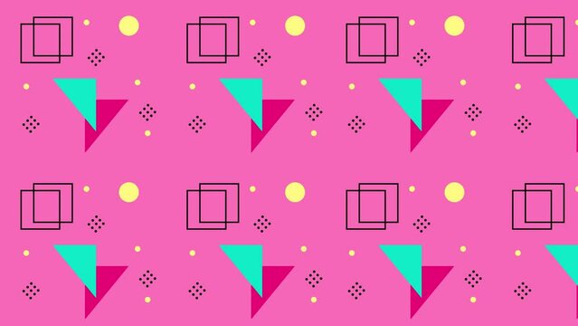 Memphis abstract colorful geometric figures vintage background 4K