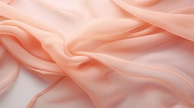 Color of the year 2024 Peach Fuzz. Silk fabric with a delicate peach color.