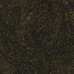 Gold glitter sparkles background. Golden dust on a black background, a scattering of confetti of golden dots