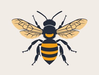 Bee icon in flat style isolated on light background. illustration. Generative AI