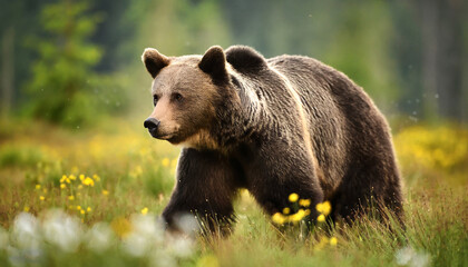 Majestic Ursus Arctos: Roaming Free in Untamed Wilderness, Symbol of Natural Resilience
