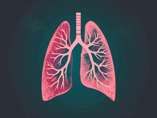 Lungs anatomy on dark green background. illustration for your design Generative AI - obrazy, fototapety, plakaty