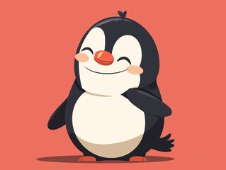 Cute cartoon penguin character. illustration in flat style. Generative AI