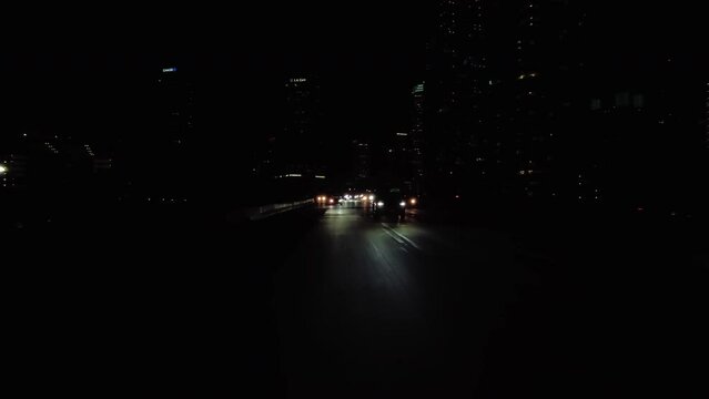 Night Dark Freeway Los Angeles Driving Plate 04 Rear View California USA